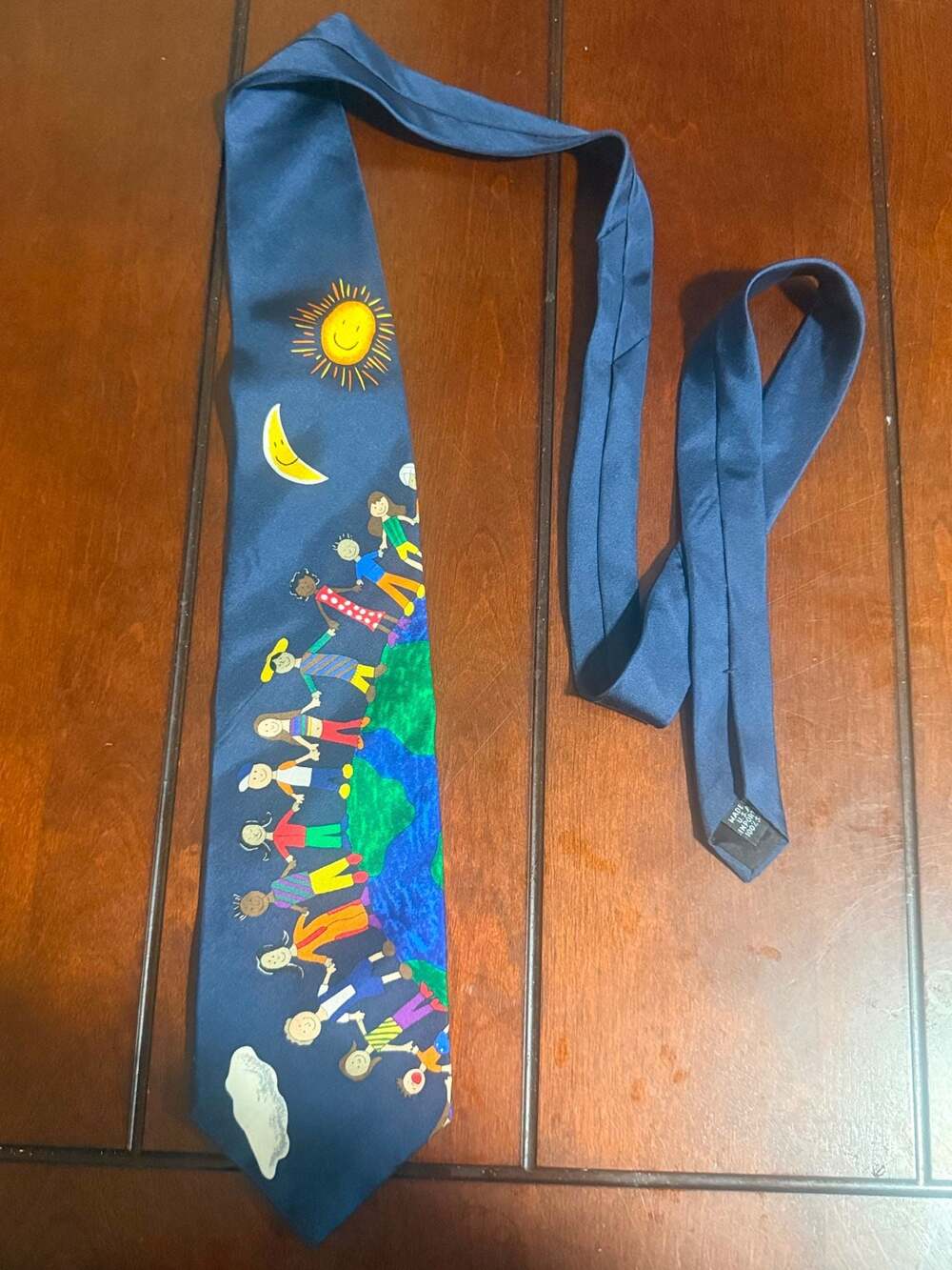 Save the Children Collection Save Our Earth by Whitney Age 8 Silk Necktie Blue - Picture 3 of 6